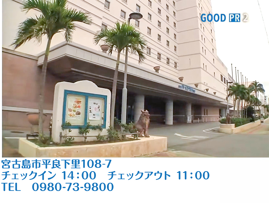 宮古島市平下里108-7　チェックイン 14:00　チェックアウト 11:00　TEL 0980-73-9800